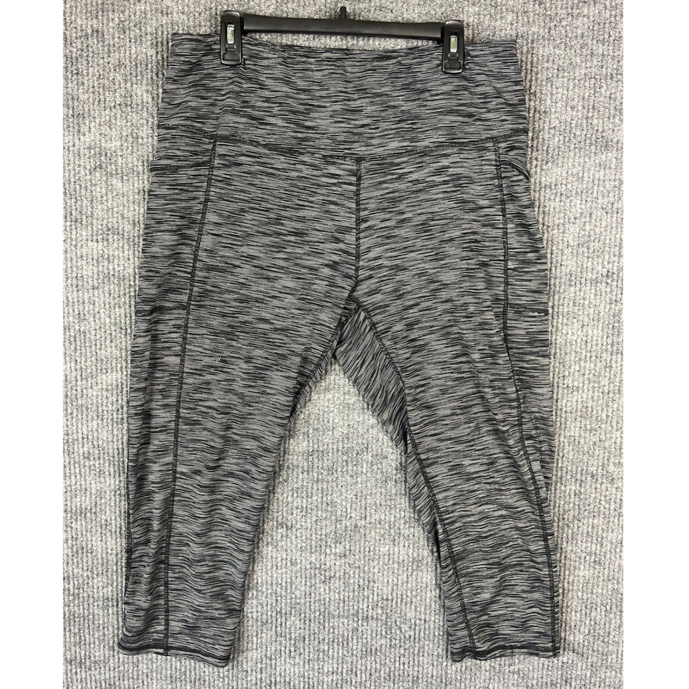 RBX Plus Size 2X Grey Space Dye Cropped Yoga Pants High Waist Pockets Activewear